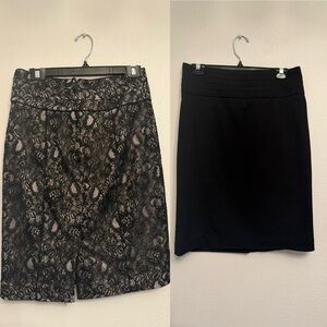 TWO H&M Black and Gray Lace Pencil Skirt